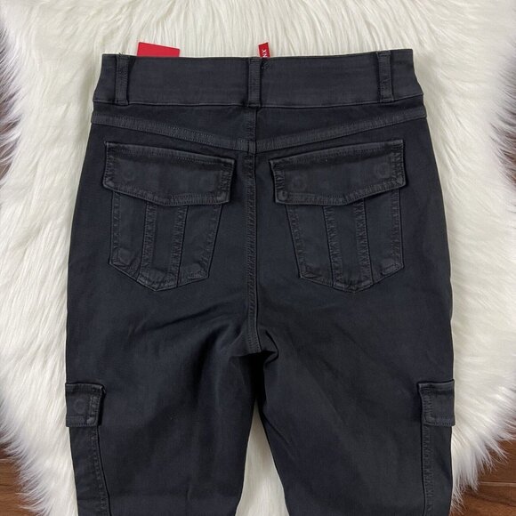 Spanx Size Petite Medium Washed Black Stretch Twill Ankle Cargo Pants - Picture 8 of 9